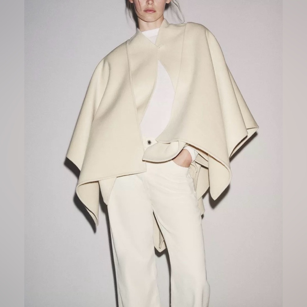 Zara ZW Collection Wool Cape Coat 8491/257 NWT Medium